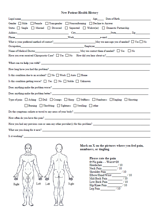 image of new patient forms